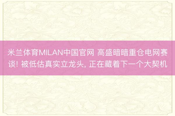 米兰体育MILAN中国官网 高盛暗暗重仓电网赛谈! 被低估真实立龙头， 正在藏着下一个大契机