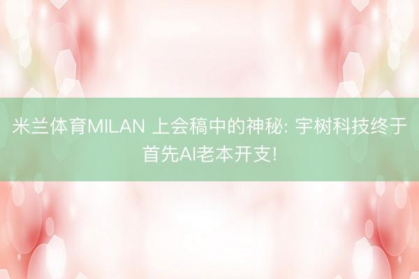 米兰体育MILAN 上会稿中的神秘: 宇树科技终于首先AI老本开支!