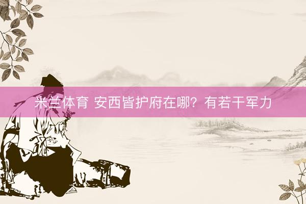 米兰体育 安西皆护府在哪？有若干军力